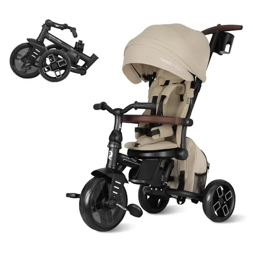 QPlay Cochecito de bicicleta para bebés de 10 meses a 6 años de edad, cochecito plegable 8 en 1 para niños pequeños de 3 a 5 años, triciclo de