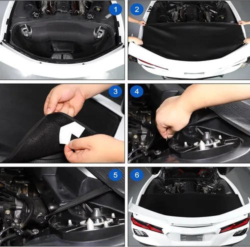 Miniatura 6 de Funda trasera para maletero compatible con Chevrolet Corvette C8 Stingray 2020-2026, cubierta de seguridad de cuero para maletero trasero, Negro