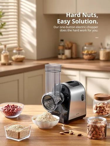 Miniatura 2 de Reemix Rallador eléctrico de queso, rallador eléctrico de alimentos con 6 cuchillas intercambiables - Cortar, triturar y rallar Cuchillas de acero