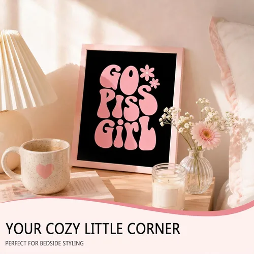 Miniatura 5 de Go Piss Girl Arte de Pared Trendy Arte de Pared Divertido Idea de Regalo Lindo Decoración de Apartamento Impresión de Baño Rosa Decoración