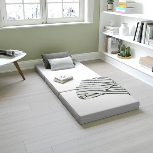 Miniatura 16 de Flash Furniture Cloud - Colchón de espuma viscoelástica de tres pliegues, colchón portátil en una caja, espuma certificada CertiPUR-US, 4 pulgadas