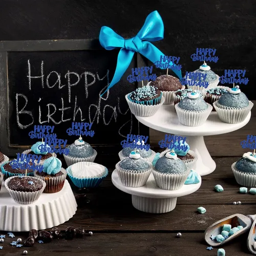 Miniatura 6 de Gyufise 24 piezas Adornos para pastel de cumpleaños con púas brillantes para magdalenas, para celebrar la decoración de pastel de fiesta temática