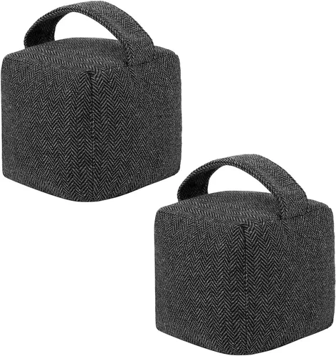 Juego de 2 topes decorativos de puerta de 4.4 libras, tope de puerta resistente para parte inferior de la puerta, tope de puerta de tela pesada para