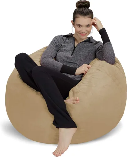 Miniatura 30 de Sofa Sack Funda para silla puff solamente, sin relleno, cómoda funda de repuesto para silla redonda, 5 pies, color carbón Carbón - Solo funda