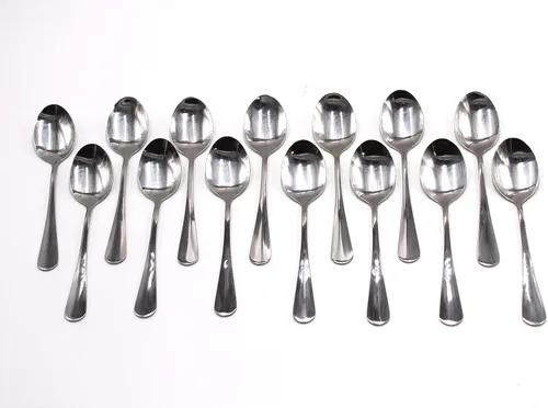 Miniatura 3 de Paquete de 15 cucharaditas de acero inoxidable extrafinas de 6.7 pulgadas, difícil de doblar, color plateado