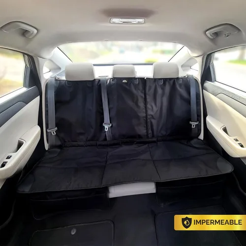 Miniatura 2 de Protector de Asiento para Auto, Funda para Asientos de Niños en Coches Impermeable, 3 Cinturones Traseros Funcionales, Cojín para Asiento de Bebé