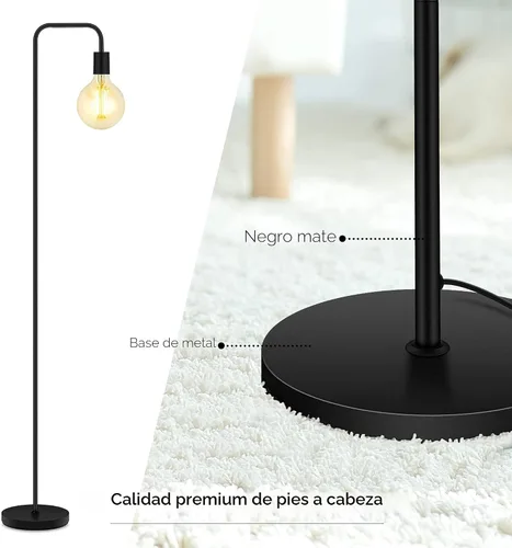 Miniatura 10 de BoostArea- Lámpara de pie industrial, enchufe E26, de metal, con certificación ETL, moderna y minimalista para dormitorio, sala de estar