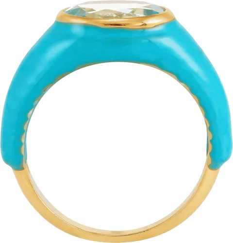 Miniatura 3 de Silpada Mykonos - Anillo de topacio azul en plata de ley chapada en oro amarillo de 18 quilates, Plata de ley, plata, topacio