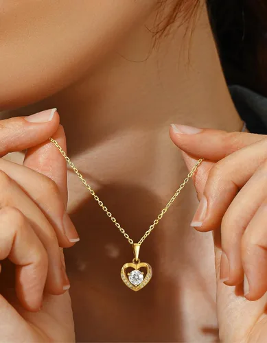 Miniatura 64 de MomentWish Collar de corazón para mujer, moissanita, diamante de imitación, plata de ley 925