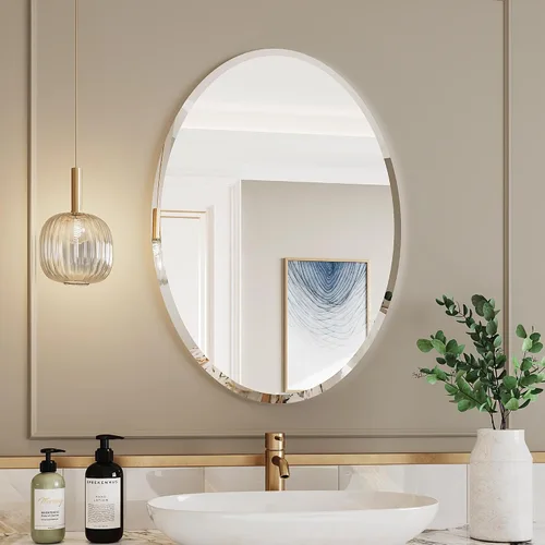 Miniatura 7 de AUYHM Espejo ovalado, espejo de baño pequeño de 20 x 28 pulgadas, espejos de baño, espejo negro para baño, espejos ovalados para baño, espejo