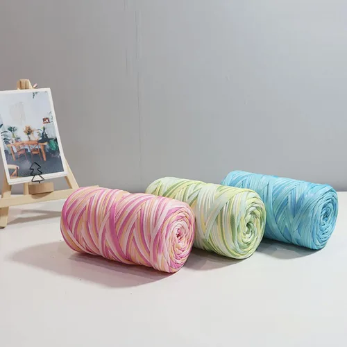 Miniatura 4 de Hilo de camiseta de 160 yardas de tela de ganchillo de tela de ganchillo colorido para ganchillo para principiantes DIY bolsa de manualidades a mano