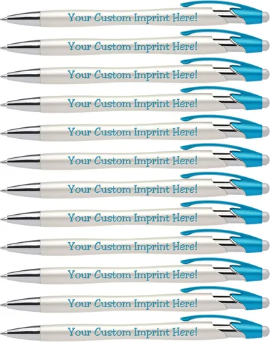 ExpressDesigns™ - Bolígrafos personalizados con lápiz capacitivo - The Pearl - Bolígrafos metálicos personalizados con nombre impreso con tinta