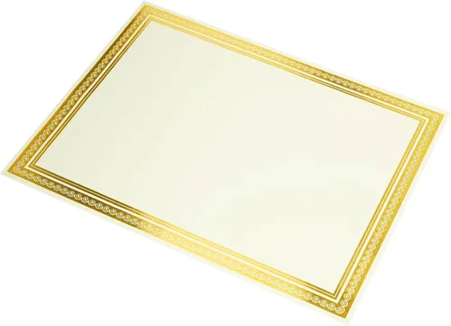 Miniatura 9 de Juvale Papel de certificado de lámina dorada, papel de premio compatible con impresoras para impresión, cartulina versátil con borde dorado, 8.5 x