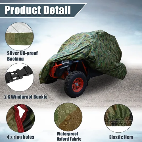 Miniatura 3 de X AUTOHAUX Cubierta impermeable UTV cubierta 4 ruedas protector de polvo de lluvia cubierta completa 4-6 plazas para Polaris RZR XP para Ranger Crew