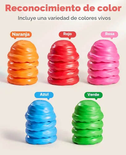 Miniatura 4 de JoyCat Juego de actividades de aprendizaje preescolar para helados, conteo y clasificación de colores, juguetes apilables para niños de 1 a 5 años