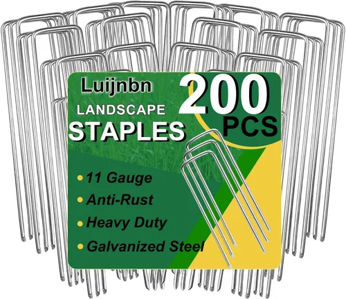 Miniatura 10 de Paquete de 30 Grapas para Césped, Grapas Premium para Paisajismo de Jardín, Estacas Galvanizadas de Calibre Resistente, Estacas de Carpa