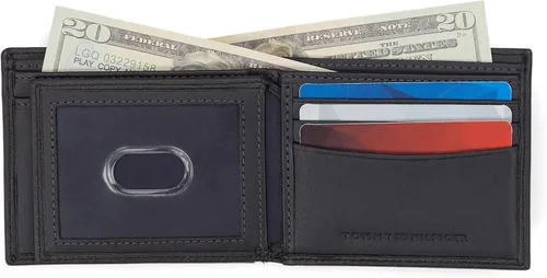 Miniatura 87 de Tommy Hilfiger Cartera de piel auténtica para hombre con ventana de identificación y múltiples ranuras para tarjetas