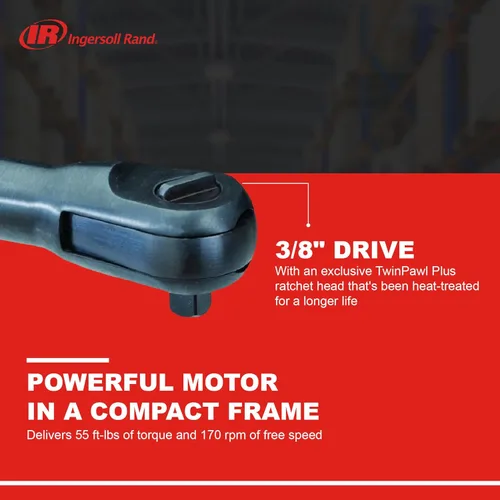 Miniatura 3 de Ingersoll Rand Llave de trinquete neumática 170G 3/8", par de 55 ft-lb, 170 RPM