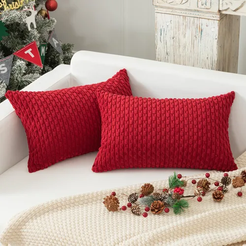 Miniatura 78 de Kevin Textile - Juego de 2 fundas de almohada decorativas de pana de 22 x 22 pulgadas, suaves, estilo bohemio, a rayas, decoración moderna del hogar