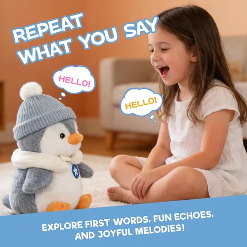 Miniatura 2 de Juguete de pingüino parlante interactivo de felpa para bebé y niño, regalos para niños y niñas, cantar, imitar, grabar, repetir lo que dices