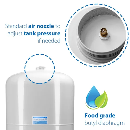 Miniatura 3 de iSpring Tanque RO de 40 galones, tanque de almacenamiento de agua prepresurizado para sistemas de ósmosis inversa de ósmosis inversa, tanque de agua