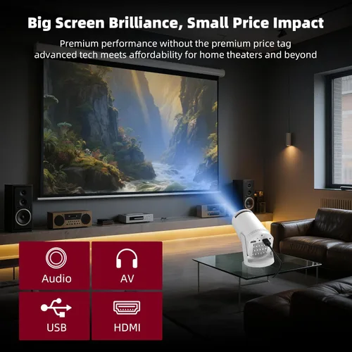 Miniatura 4 de Mini proyector, con sincronización de pantalla por cable 4K 1080P, proyector portátil de rotación de 180°. Proyector de video de pantalla de 43-330