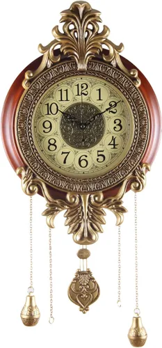 Aero Snail Reloj de pared grande con péndulo, estilo retro de madera real, funciona con pilas, decoración real vintage para el hogar, sala de estar