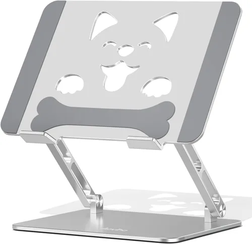 Miniatura 8 de Aoviho Soporte de computadora portátil ajustable para escritorio, plegable, portátil, ergonómico de aluminio con ventilación única