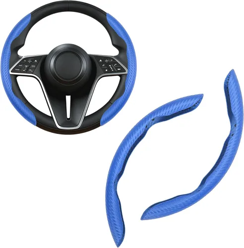 Miniatura 20 de Funda para volante de fibra de carbono, juego de 2 piezas antideslizante con agarre cómodo, diseño de mariposa segmentada, fácil instalación a