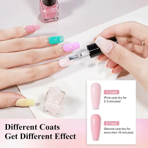 Miniatura 6 de Juego de esmaltes de uñas de secado rápido, 24 piezas de esmalte de uñas regular a granel blanco, nude, rosa, rojo, verde, azul, de larga duración
