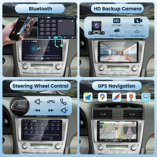 Miniatura 6 de Radio de coche 5GHz-WiFi 2G+64G para Toyota Camry 2006 2007 2008 2009 2010 2011 con CarPlay Android Auto, 9 pulgadas pantalla táctil Android 15