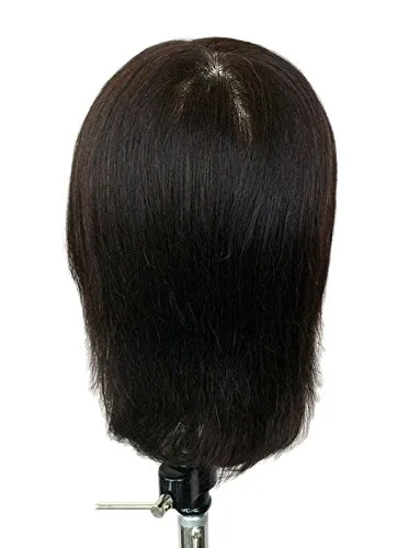 Miniatura 3 de Andrea - 10-12 pulgadas negro 100% cabello humano cosmetología maniquí maniquí cabeza de entrenamiento por Charlene®