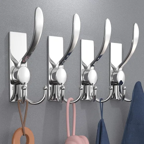 Miniatura 2 de VAEHOLD Paquete de 2 ganchos de acero inoxidable resistentes, ganchos prácticos multifuncionales para colgar albornoces, abrigos, toallas, mochilas
