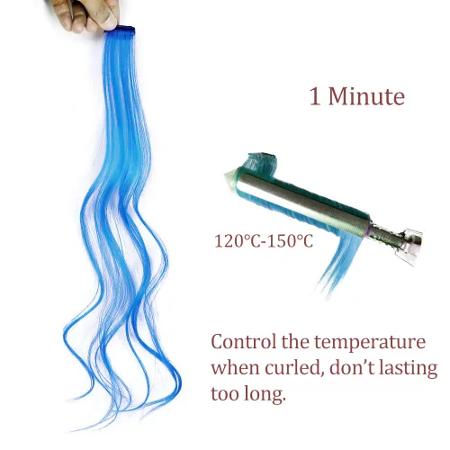 Miniatura 4 de Paquete de 12 extensiones de cabello de colores arcoíris, mechones para fiestas, 22 pulgadas, extensiones de cabello coloridas con clip, mechones