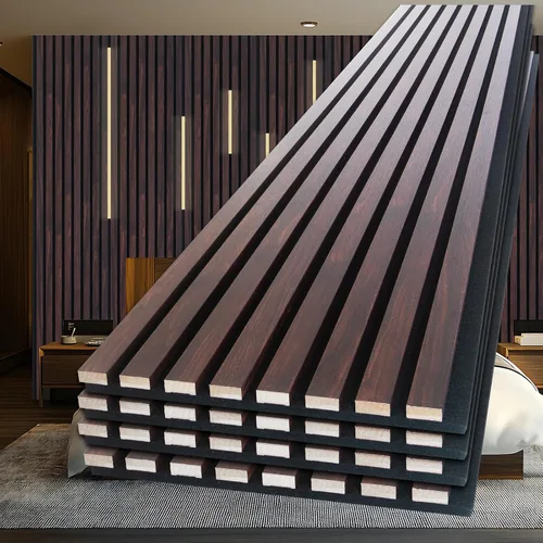 Miniatura 11 de NeatiEase Paneles de madera para pared, 4 piezas de 96 x 12.6 pulgadas, paneles de pared de listones de madera insonorizados para decoración