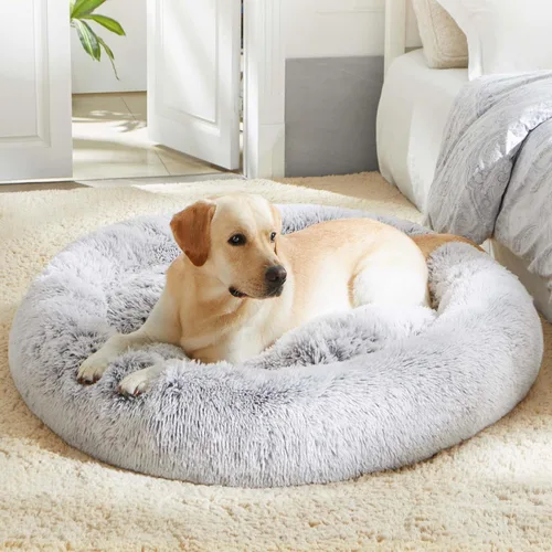 Miniatura 47 de WESTERN HOME WH Cama calmante para perros y gatos, dona acogedora anti-ansiedad, cama redonda cálida y acogedora de piel sintética, suave y azul