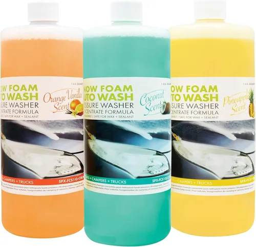 Sun Joe SPX-AW3Q - Paquete de 3 jabones y limpiadores concentrados de espuma de nieve, multiaroma, 1 cuarto por botella, solución de limpieza de