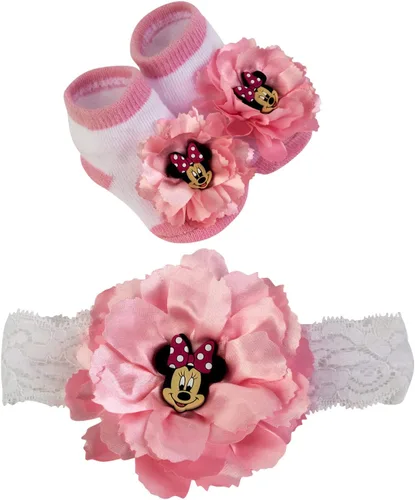 Disney Conjunto de regalo de Minnie Mouse para bebé niña, diadema de 2 piezas y calcetines (recién nacido: 0-12 meses)