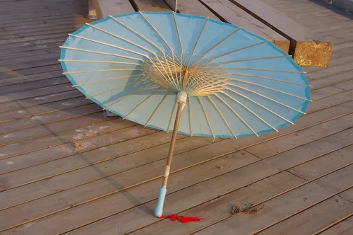 Miniatura 45 de Parasol de tela de bambú liso, ideal para recuerdos de fiesta de boda (fucsia)