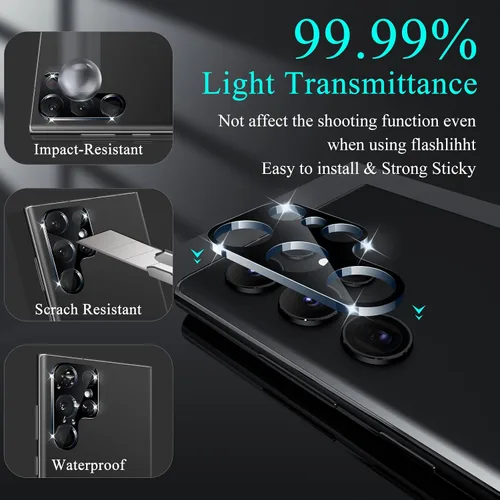 Miniatura 7 de LYWHL [Paquete de 2+2] Protector de pantalla para Samsung Galaxy S22 Ultra [Compatible con identificación por huella dactilar] Protección antiluz