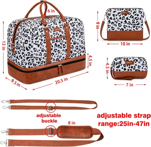 Miniatura 107 de IBFUN Bolsas de fin de semana para mujer, bolsa grande de lona para viaje, bolsa de viaje con compartimento para zapatos, 21 pulgadas, juego de 3