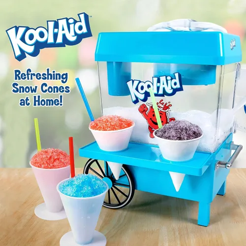 Miniatura 2 de Nostalgia Kool-Aid Máquina de hielo afeitado con cono de nieve, máquina retro para granizado de mesa que hace 20 golosinas heladas, incluye 2 vasos