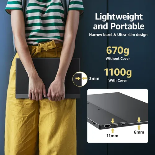 Miniatura 5 de cocopar Monitor portátil de 15.6 pulgadas 1080P FHD 60Hz 85% sRGB Monitor de viaje con altavoz HDMI USB-C segunda pantalla para computadora portátil