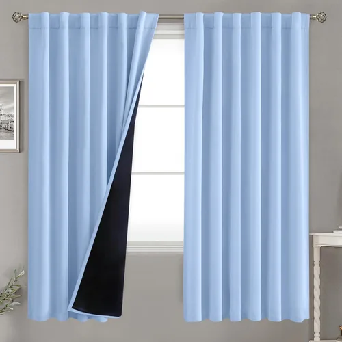 Miniatura 140 de BGment Cortinas 100% opacas beige de 63 pulgadas de largo con forro aislante térmico, bolsillo para varilla y lengüeta trasera de doble capa