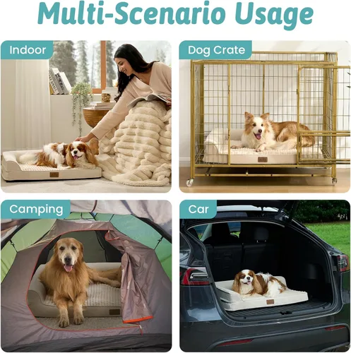 Miniatura 6 de COZY KISS Cama ortopédica para perros de tamaño mediano y pequeño, cama de jaula para perros, cama en forma de L con parte inferior antideslizante
