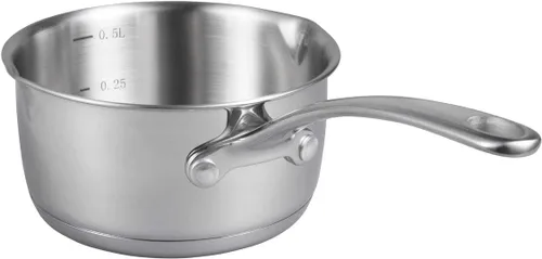 IMEEA Olla para derretir mantequilla, calentador de mantequilla, cacerola de acero inoxidable de tres capas 18/10 con boquillas de vertido dobles,
