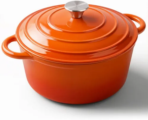 Miniatura 19 de Miereirl Olla Holandesa Esmaltada de 6.5 Cuartos con Tapa, Olla Holandesa de Hierro Fundido con Asas Dobles para Hornear Pan, Cocinar, Utensilios