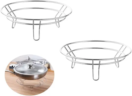 Paquete de 2 soportes para sartén wok, sartenes calientes, estante de alambre, base de vapor, soporte para servir, soporte de fondo redondo, soporte