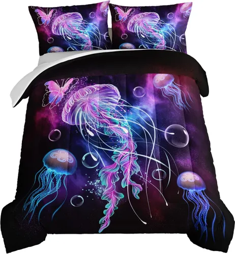 Miniatura 33 de HOSIMA Juego de edredón individual de Axolotl, ropa de cama linda con animales, decoración de habitación para niñas adolescentes, té de leche