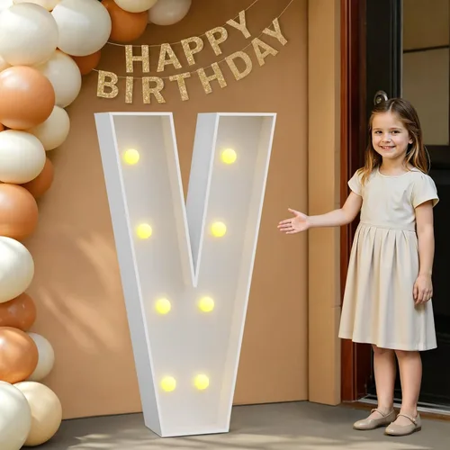 Miniatura 52 de IMPRSV Letras de mosaico iluminadas de marquesina, 4 pies para globos y fiestas, decoración de kit de arco